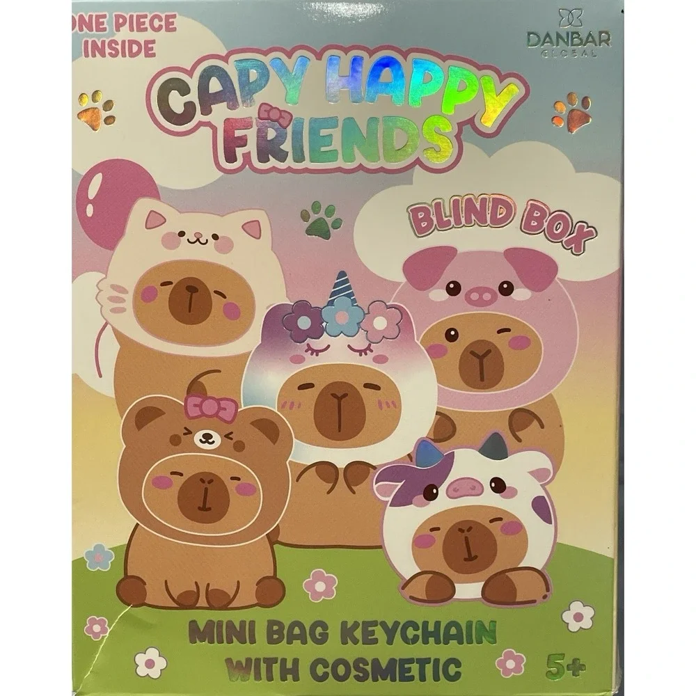 NEW Open Box Capy Happy Friends Mini‎ Bag Keychain & Gloss - Pudding Piggy
